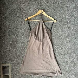 Forever 21 Satin Halter Slip Dress in Dark Brown